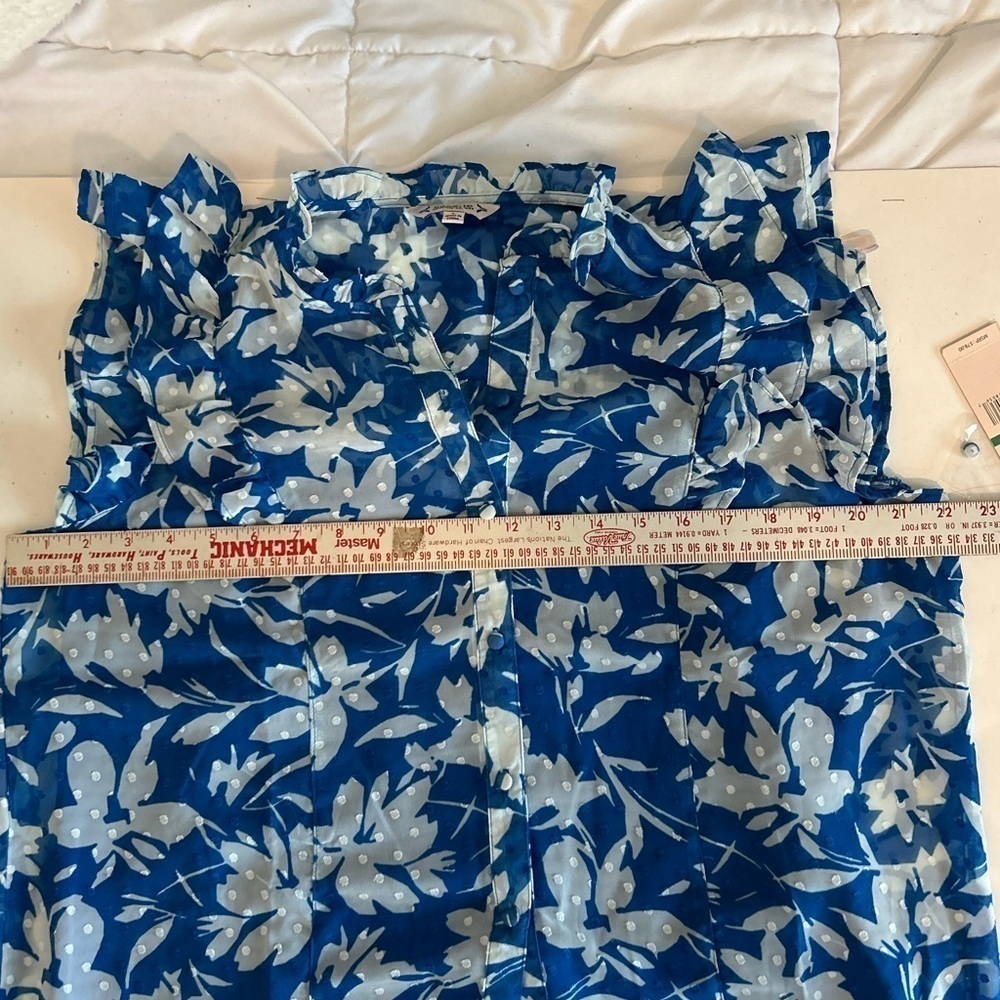 Nanette Lepore Floral Blouse 2 Piece Strong Blue Size L Polyester - Picture 10 of 14